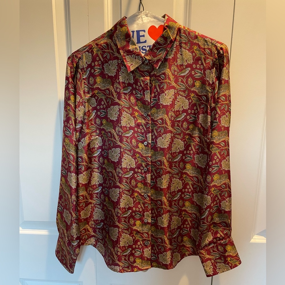 J. Crew Collection 100% Silk Leopard Print Shirt. Size 8.